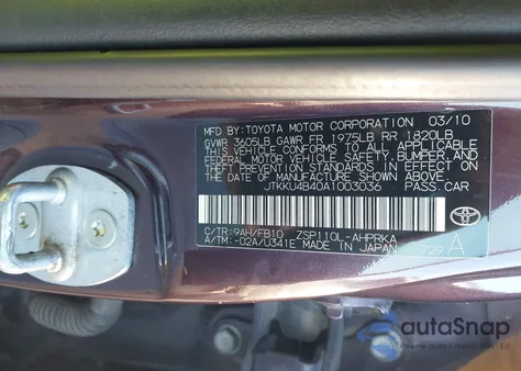 2010 Scion Xd from USA, damaged, VIN JTKKU4B40A1003036